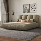Queen Size Luxury Upholstered Bed With Thick Headboard, Vevet Queen Bed with Oversized Padded Backrest