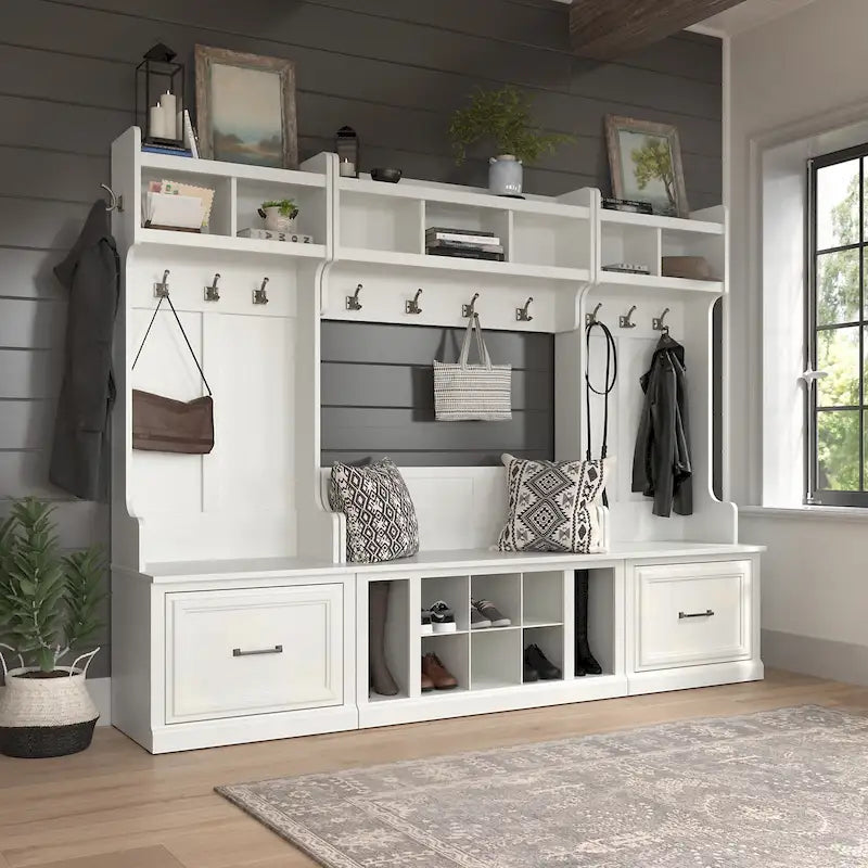 Woodland Full Entryway Storage Set with Coat Rack by Bush Furniture