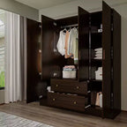 Hitow Armoire 2-Large Drawer Center Hanging Area with Mirror Minimalist Style