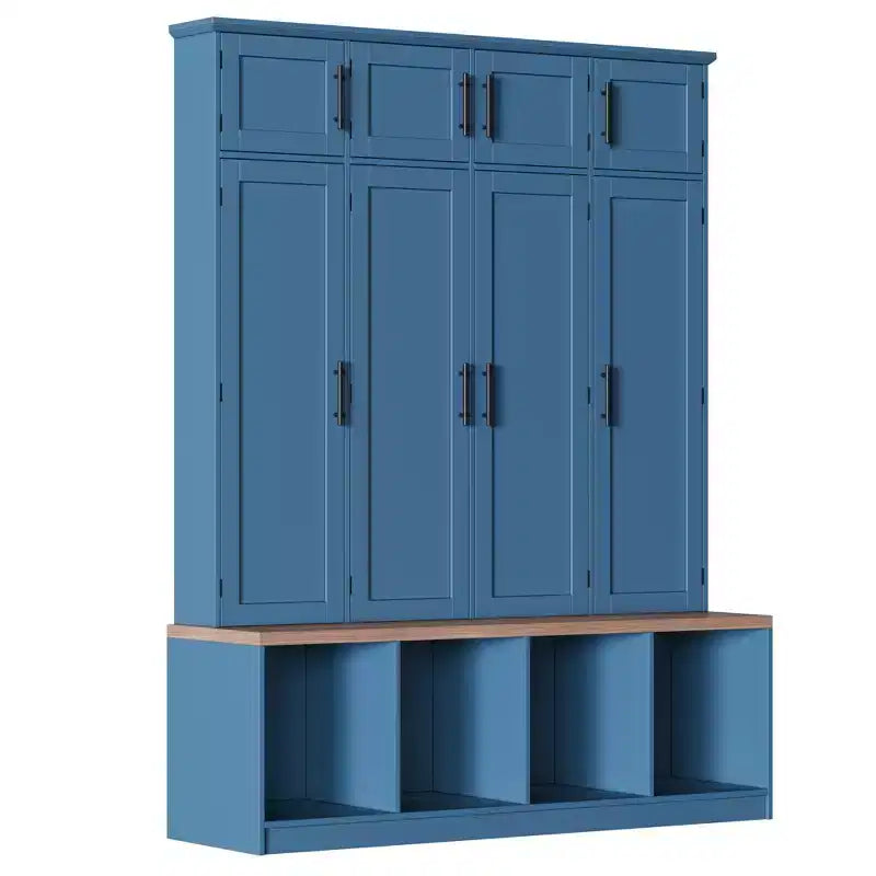 GDFStudio Jessica Farmhouse 4-in-1 Hall Tree with Hidden Hooks and Storage Bench