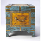 Nador Hand-Painted Brass Inlay Storage Trunk Coffee Table
