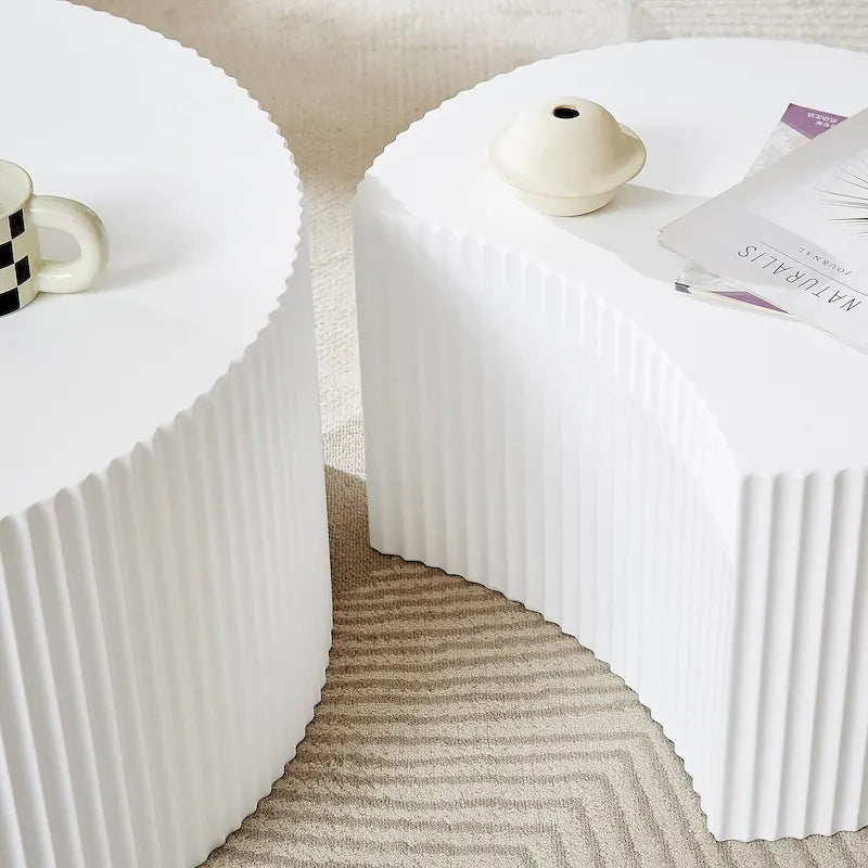 Modern Glam Round End Nesting Coffee Table Set for Living Room (Set of 2) No Assembled