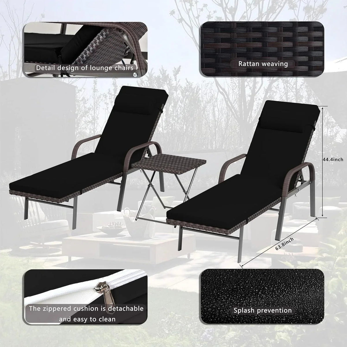 Kullavik 3-PiecesOutdoor Chaise Lounge Set