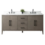 Vanity Art 72 Double Sink Bathroom Vanity Cabinet with Engineered Marble Top