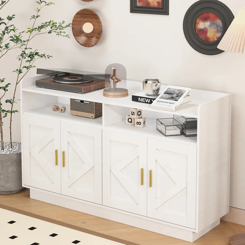 Dresser Cabinet,Buffet Sideboard Storage Cabinet,Buffet Server Console Tablestorge Cabinetsolid,Shaped Door Panels,Metal Handle