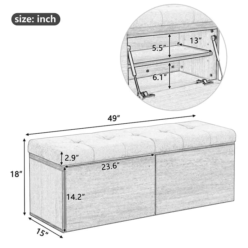 Shoe Storage Bench Entryway Shoe Cabinet Storage Ottoman with Padded Seat Cushion and Double Doors for Entryway
