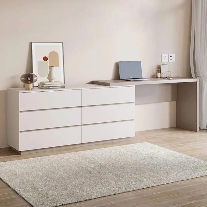 97.63  Modern Home Office Expandable Dresser Desk Combo with 6 Drawers