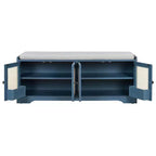 Whisen Rustic Wood Storage Bench, Entryway Shoe Bench with Removable Cushion, Adjustable Shelves