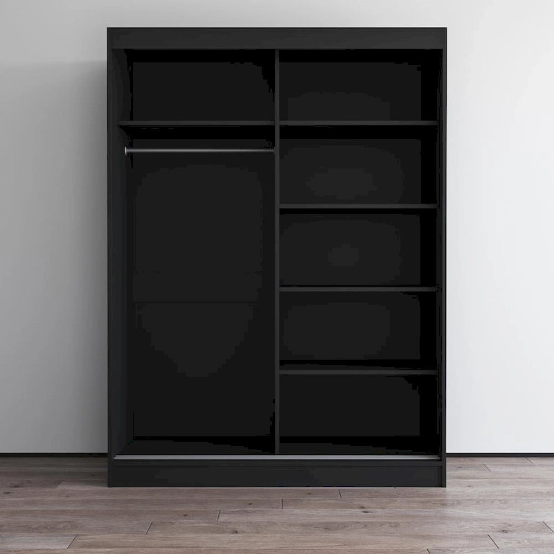 Mirrored 2-Door Wardrobe Armoire with High-Gloss Finish | 47 or 59 Wide