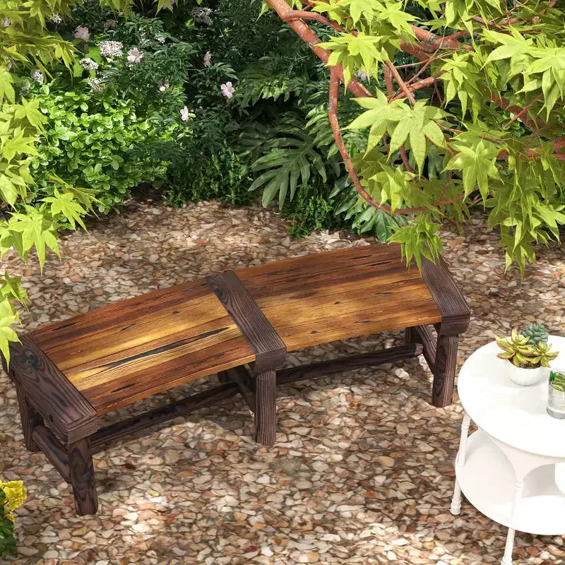 Outsunny Wooden Garden Bench, Semicircular Round Outdoor Tree Bench, Wrap Around Park Bench