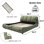 MAYEERTY Queen Size Luxury Upholstered Platform Bed with Oversized Padded Backrset and Solid Wood Frame Green