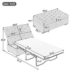 Folding Sofa Bed, 49.6 Ottoman with a Folding Sofa Bed, Convertible Ottoman Sleeper with Memory Mattress and Tufted Design