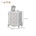 Traditional White Wood Carved 3-Drawer Nightstand