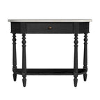 Marble Top Console Table ¨C Light Brown / Grey / Washed Black, Demilune, 1-Person Assembly