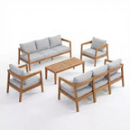 ModernLuxe 4/5-Piece Acacia Wood Patio Furniture Sofa Set, Outdoor Conversation Set with Coffee Table for Porch/Garden/Balcony