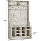 Hall Tree Storage Bench 3-in-1 Entryway Bench Coat Rack