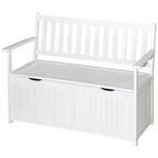 Outsunny 41 Gallon Outdoor Storage Bench, Wooden Deck Box with Inner Waterproof PE Lining, 2-Seat Container for Patio Garden Balcony Yard