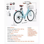 VEVOR Cruiser Bike, 7-Speed, 26-Inch Light Blue Beach Cruiser Bike with Large Capacity Basket and Rear Rack, Secure & Sturdy Cruiser Bike,Light Blue