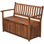 Outsunny 41 Gallon Outdoor Storage Bench, Wooden Deck Box with Inner Waterproof PE Lining, 2-Seat Container for Patio Garden Balcony Yard