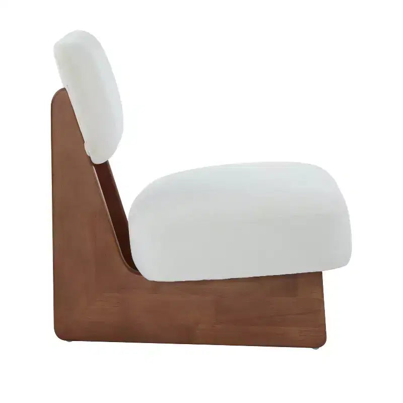 Set of 2 Modern Beige Lounge Chairs with Polyester Upholstery, Sturdy Wood Base, for Various Rooms