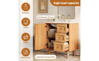 JVNOXK 30-inch Rustic Modern Ceramic Vanity Cabinet with 3 Drawers and 1 Large Soft-Close Door, Storage Cabinet, Natural Wood Grain