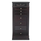 Stylish Jewelry Armoire with Mirror and Necklace Hooks - 18.5 x 12 x 42
