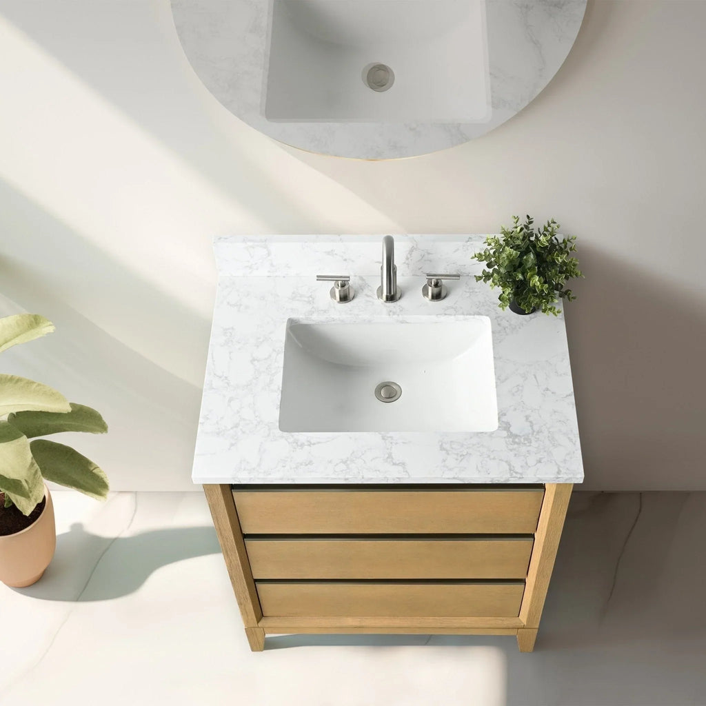 Vanity Art Bathroom Vanity with Ceramic Sink and Engineered Marble Top