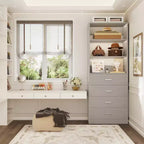 Closet Organizer System with Wood Drawers and Shelves