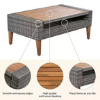 Whisen 6-Pieces All Weather PE Wicker Sofa Set, Outdoor Rattan sofa With Double Cushions