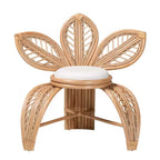 bali & pari Gresham Natural Rattan Leaf Accent Chair White/Natural Brown: Handcrafted, Foam Cushioned, No Assembly Required