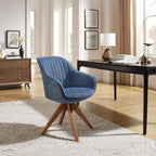 Modern Home Office Swivel Arm Accent Chair with Wood Legs