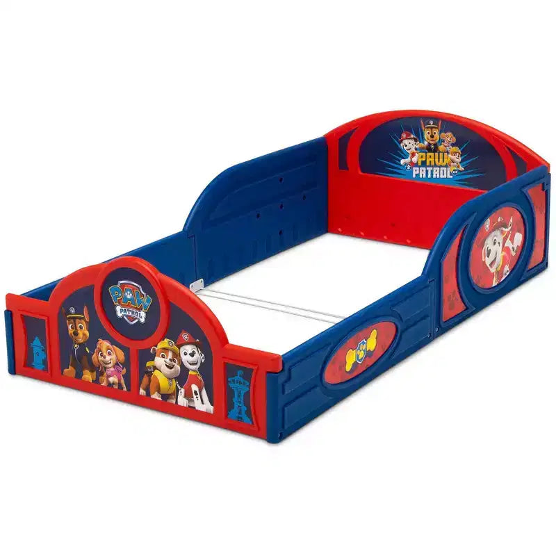 Delta Children Plastic Sleep and Play Toddler Kids Bed with Attached Guardrails - PAW Patrol