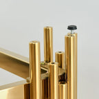 Narrow 2-tier Console Table with Gold Finished Metal Frame and Tempered Glass Top
