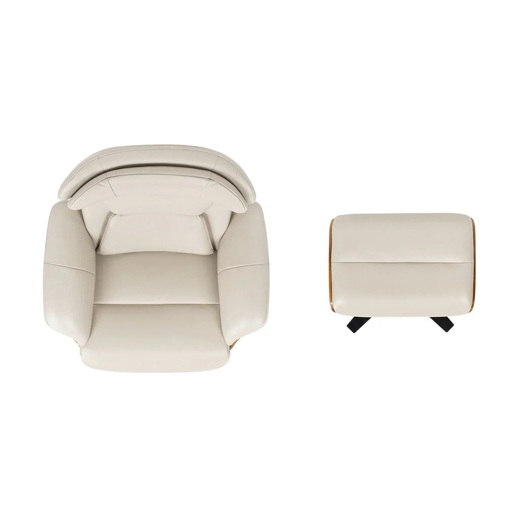 Jovan 31.5 Genuine Leather Recliner Lounge Chair with Ottoman