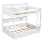 Luxystar Modern Full over Full Bunk Bed with Shelves and Trundle