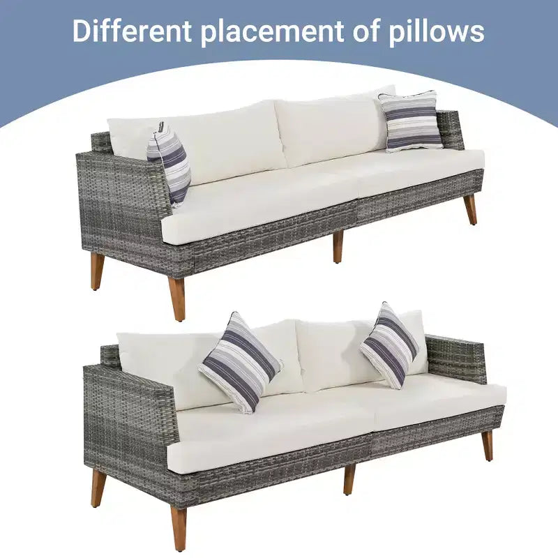 Whisen 6-Pieces All Weather PE Wicker Sofa Set, Outdoor Rattan sofa With Double Cushions