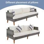 Whisen 6-Pieces All Weather PE Wicker Sofa Set, Outdoor Rattan sofa With Double Cushions