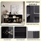 59 Modern Spiral Sideboard Buffet Cabinet, Low Profile Art Entryway Storage Cabinet with 3D Ripple Texture Doors