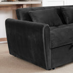 64.96 Velvet 3-in-1 Convertible Sofa Bed with Adjustable Back, Storage Pocket, and 500lb Weight Capacity