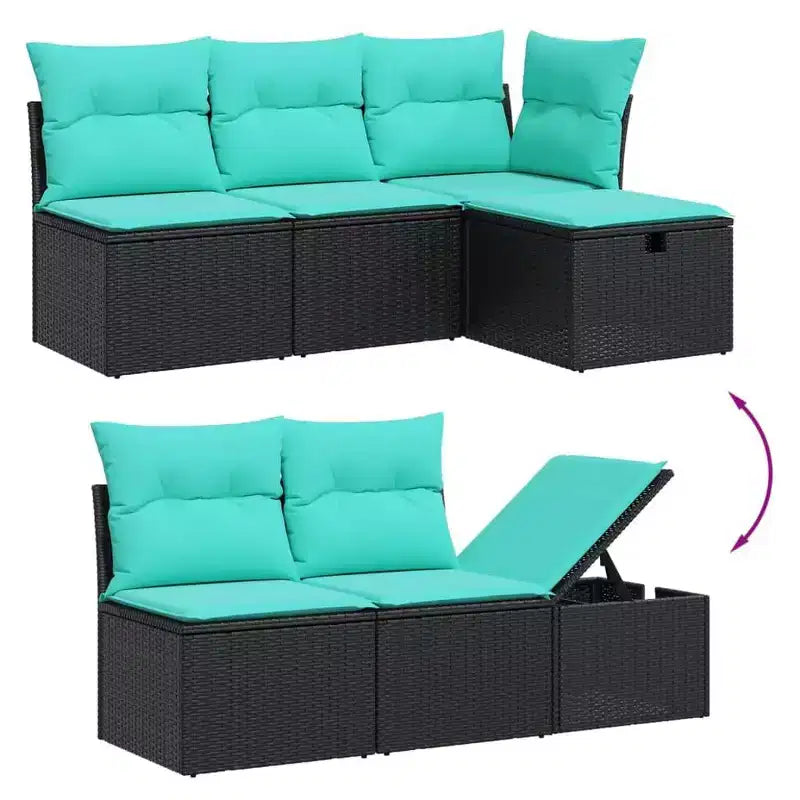 vidaXL 9 Piece Patio Sofa Set with Cushions Gray Poly Rattan