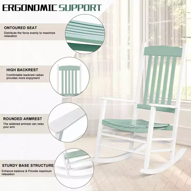 Karl Home | 24-Inch Solid Wood Patio Rocking Chair