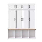 GDFStudio Jessica Farmhouse 4-in-1 Hall Tree with Hidden Hooks and Storage Bench