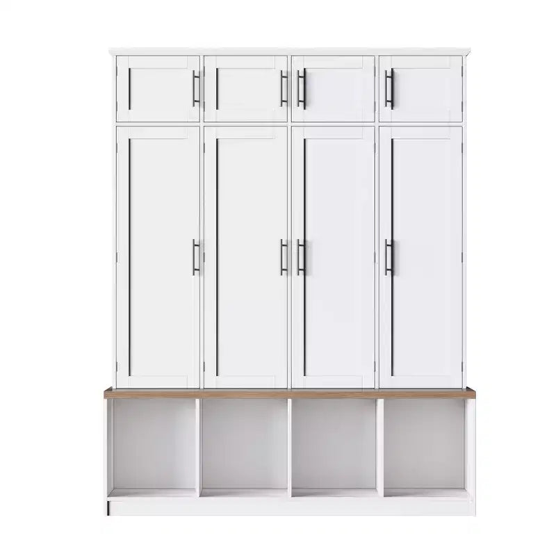 GDFStudio Jessica Farmhouse 4-in-1 Hall Tree with Hidden Hooks and Storage Bench
