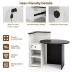 Costway Front Reception Counter Desk Checkout Office Desk with Open Shelf & Lockable Drawer White/Brown/Black