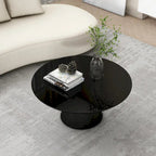 Modern Cone Coffee Table for Living Room, High Gloss Finish, 35.4in Diameter, Black or White
