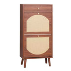 Rattan Panel 1 Drawer 2 Flip-Drawer Shoe Cabinet Particleboard 21.26 W