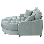 Chenille Chaise Lounge Sofa Bed, Upholstered Sofa Couch with Tufted Backrest and 2 Detachable Pillows for Living Room