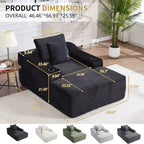 67 Chaise Lounge Chair, Indoor Sleeper Sofa Bed with 2 Pillows, Boneless Single Sofa Couch for Living Room, No Assembly Required