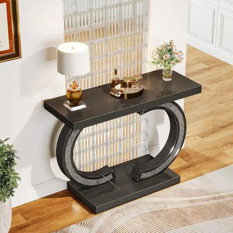 Silver Console Table, 39 Mirror Entryway Table for Entrance
