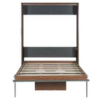 Full Size Murphy Bed, Wooden Full Cabinet Bed Wall Bed with Foldable Desk, Folding Wall Chest Bed for Guest Room Office